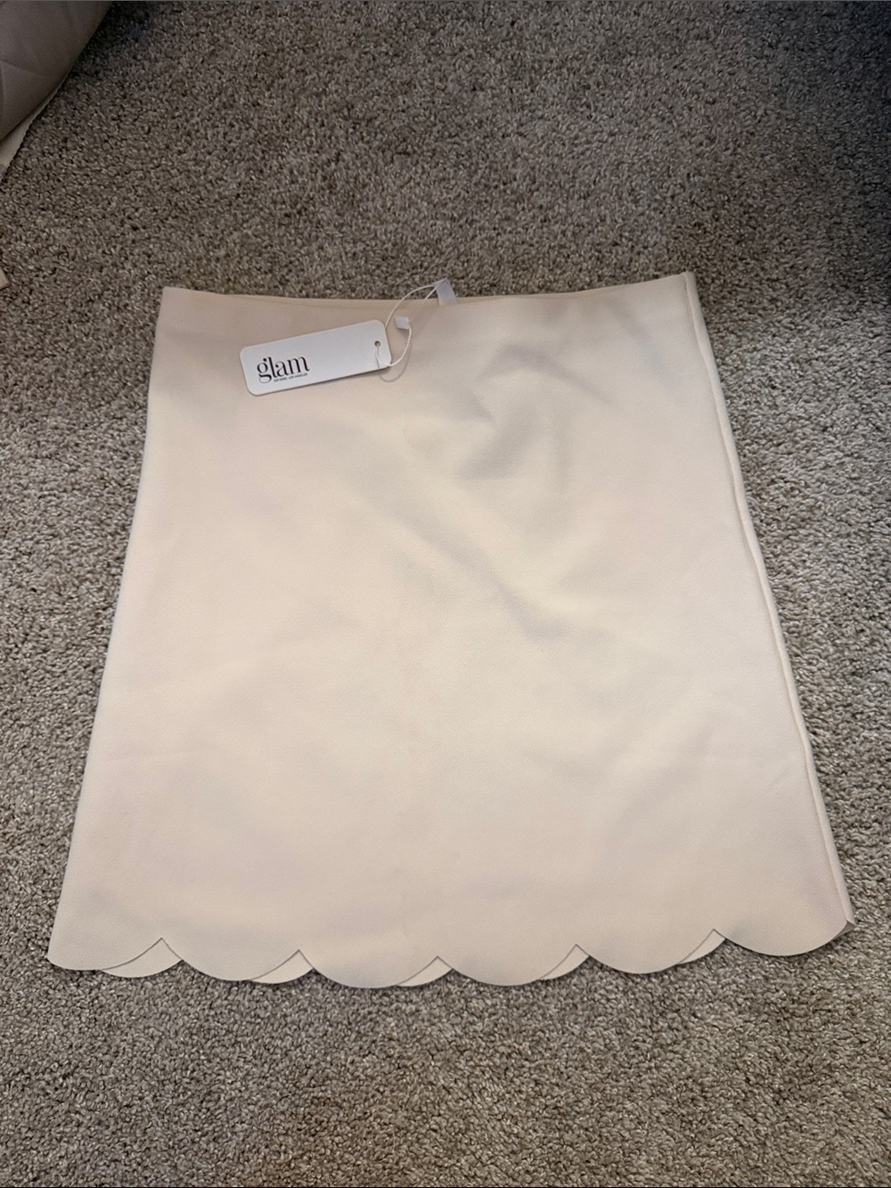 glam Scalloped Hem Cream Mini Skirt